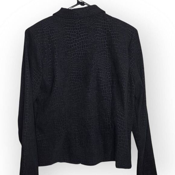 IN Studio San Francisco Vintage 90s Women's Collared Zipper Blazer Snakeskin Pri - Picture 4 of 6